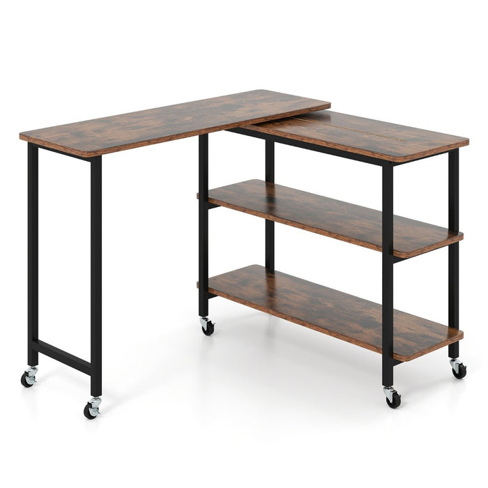 360° Free Rotating Sofa Side Table with Swivel and Sliding Tabletop-