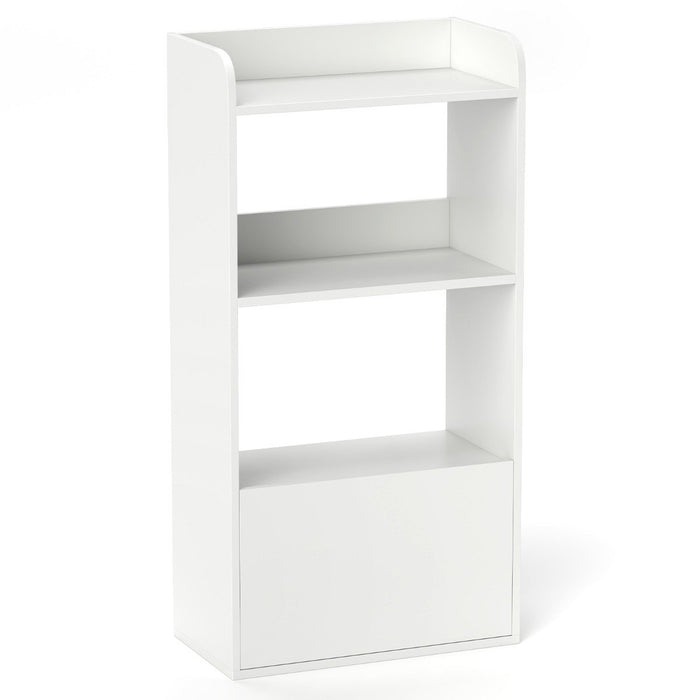 Freestanding Bookshelf with 3-Tier Open Shelf and Drawer-White