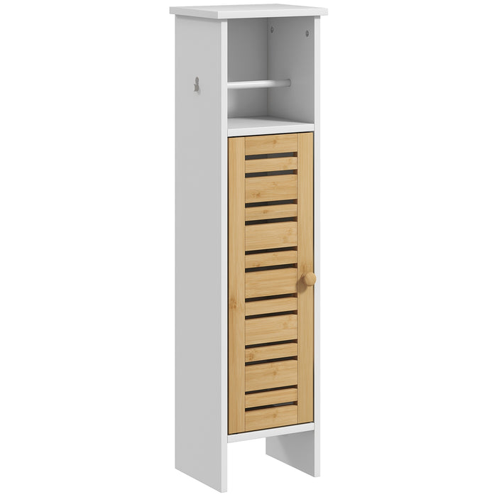 HOMCOM Bathroom Cabinet with Toilet Paper Holder - White