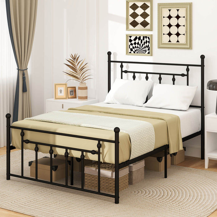Single/Double/King Size Metal Bed Frame with Headboard-Black-Single Size