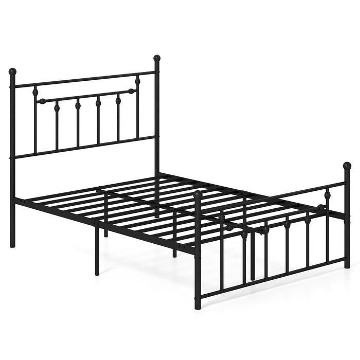 Single/Double/King Size Metal Bed Frame with Headboard-Black-Single Size