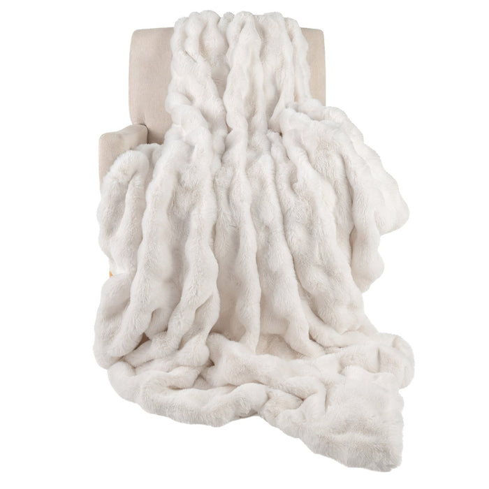 Fuzzy Plush Rabbit Fur Bubble Blanket for Bed Armchair Sofa-
