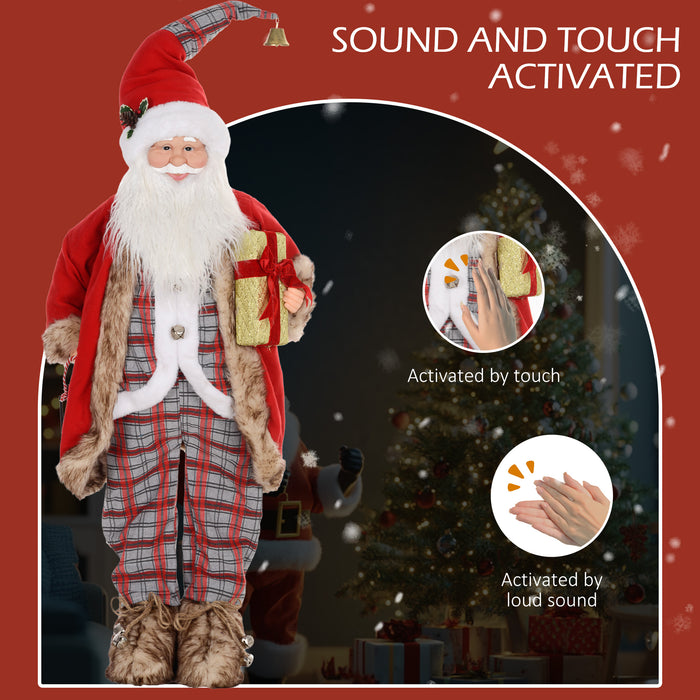HOMCOM Life Size Animated Santa Claus, 141cm Tall Christmas Decoration with Sound Activated and Festive Music for Party | Aosom UK