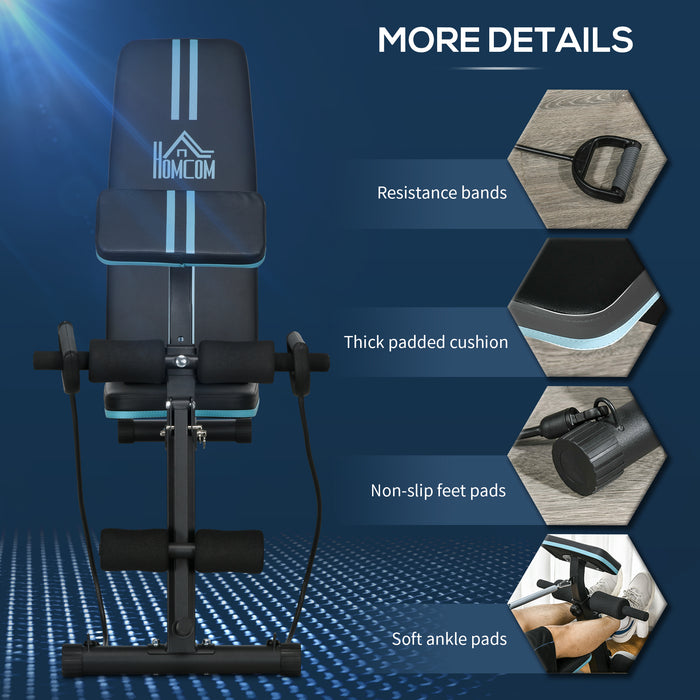 HOMCOM Foldable Weight Bench, Adjustable Strength Training Sit Up Ab Bench Incline/Decline, Blue