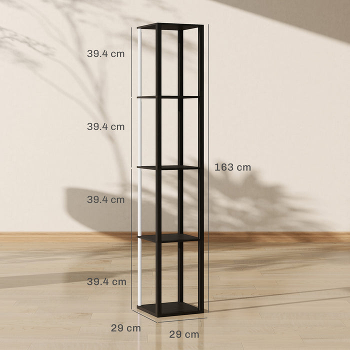 HOMCOM RGB LED Floor Lamp with Shelves, Modern Dimmable Standing Lamp with Remote Control, Adjustable Brightness & Speed for Living Room, Bedroom, Office, Black