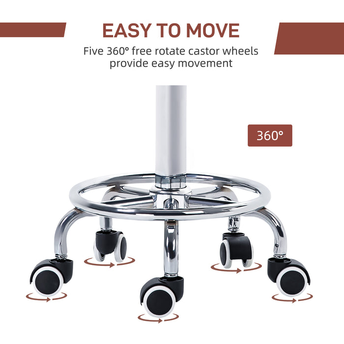 Height Adjustable PU Leather Rolling Stool - Swivel Chair with Wheels, Perfect for Salon and Spa - Ideal for Massage Therapists and Beauticians, Grey