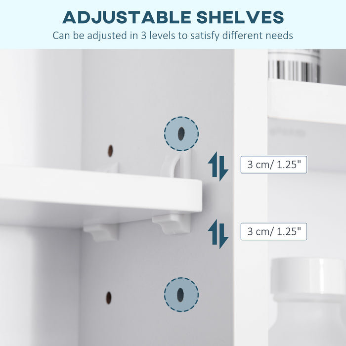 kleankin Wall Mounted Medicine Cabinet, Bathroom Mirror Cabinet with Mirrored Door, Shelves and Storage Cupboard, White