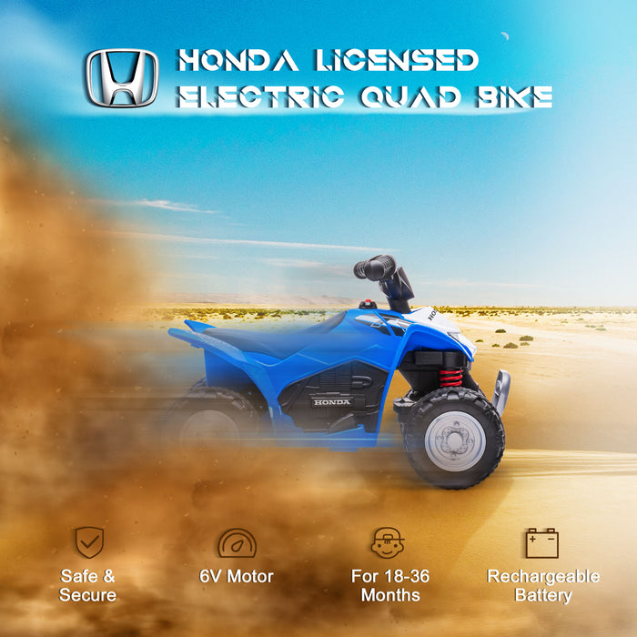 Honda 6V Electric Quad Bike for Kids - Battery-Powered ATV Ride On, Blue - Ideal for Toddlers Aged 1.5-3 Years