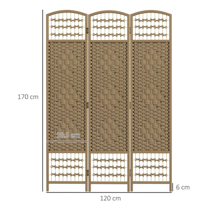 HOMCOM 3 Panel Folding Room Divider, Privacy Screen, Paravent Partition Separator for Living Room, Bedroom, Natural Wood
