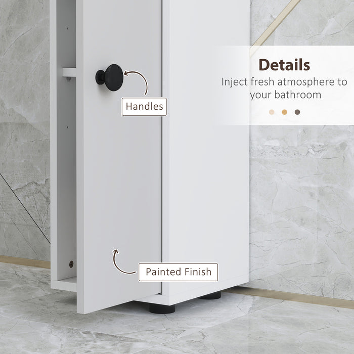 kleankin 180cm Slim Bathroom Cabinet, with Drawer, Shelves and Cupboards - Light Grey