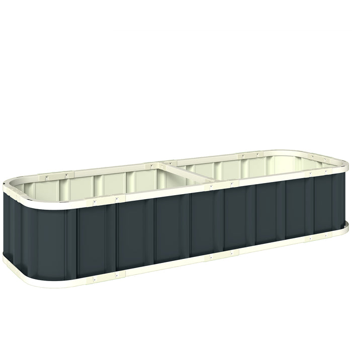 Outsunny Galvanised Raised Garden Bed, 5 x 2 x 1 ft Metal Planter with Gloves and Folded Edging, Dark Grey