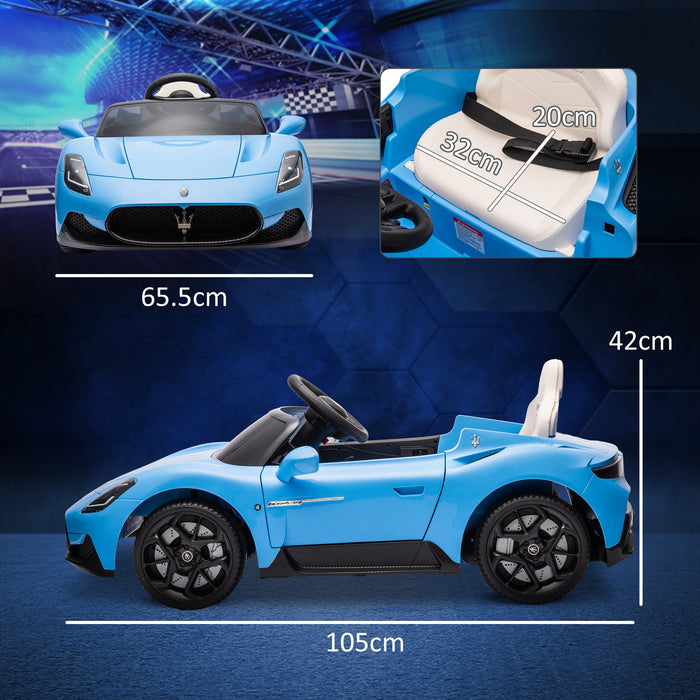 AIYAPLAY Maserati MC20 Licensed 12V Kids Electric Ride on Car with Remote Control, Spring Suspension, Blue | Aosom UK