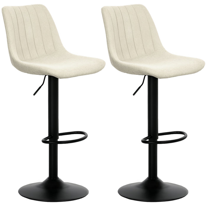 HOMCOM Set of Two Chenille-Feel Tub Bat Stools - Beige — Shopsta UK