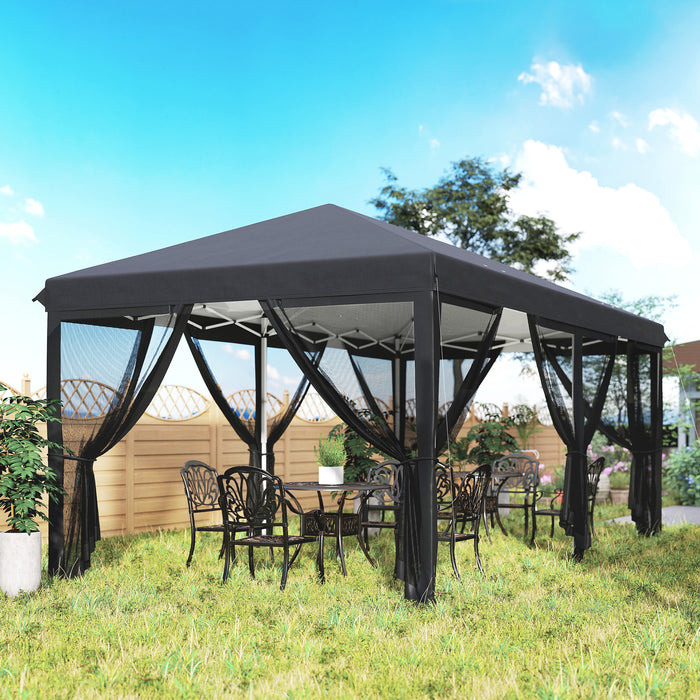 Outsunny 3 x 6m Pop Up Gazebo, Outdoor Canopy Shelter, Marquee Party Wedding Tent with 6 Mesh Walls and Carry Bag, Black