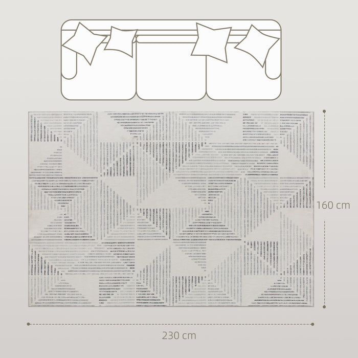 HOMCOM Modern Area Rug, Geometric Pattern Non-Slip Washable Rug, Soft Floor Carpet for Living Room, Bedroom, Dining Room, Home Office, 230 x 160 cm, Grey