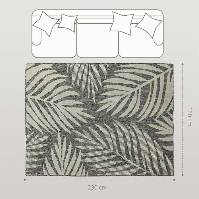 HOMCOM UV Resistant Indoor & Outdoor Area Rug, Easy-Cleaning Machine Washable Rug for Patio, Garden, Kitchen, Bathroom or Living Room, 230 x 160 cm, Grey