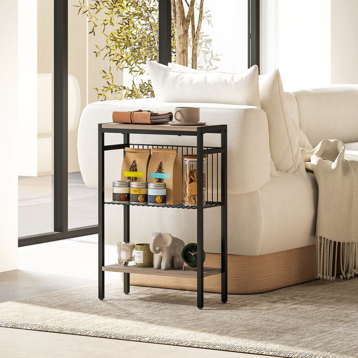 HOMCOM Three Shelf Industrial Side Table, Grey | Aosom UK