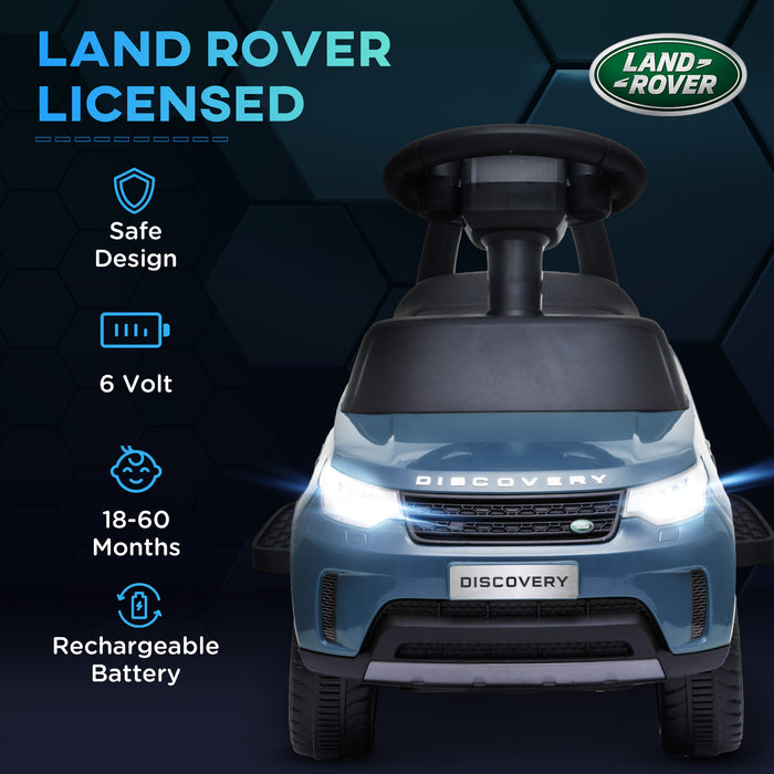 AIYAPLAY 2 in 1 Land Rover Licensed 6V Kids Electric Ride On Car Sliding Car w/ Headlights Music, for 18-60 Months Light Blue | Aosom UK