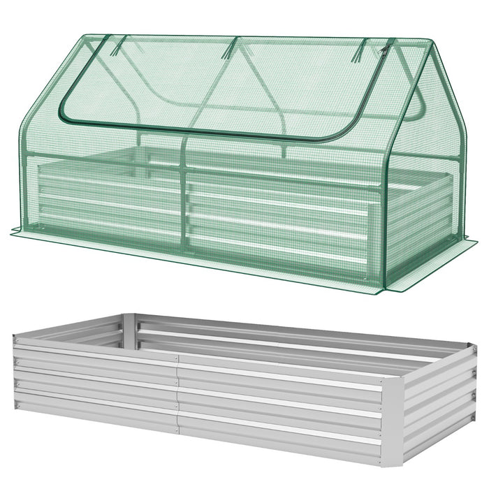 Galvanized Raised Garden Bed with Mini Greenhouse Cover
