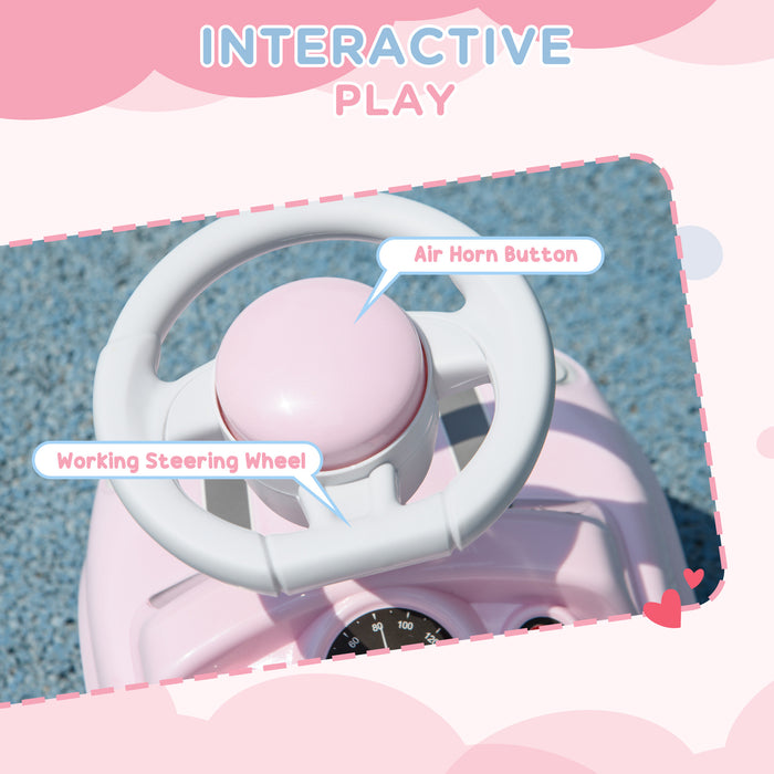 Sliding Car with Air Horn - Foot to Floor Ride-On Vehicle, Anti-Over-Backwards Design - Perfect for Toddlers 18-36 Months in Pink