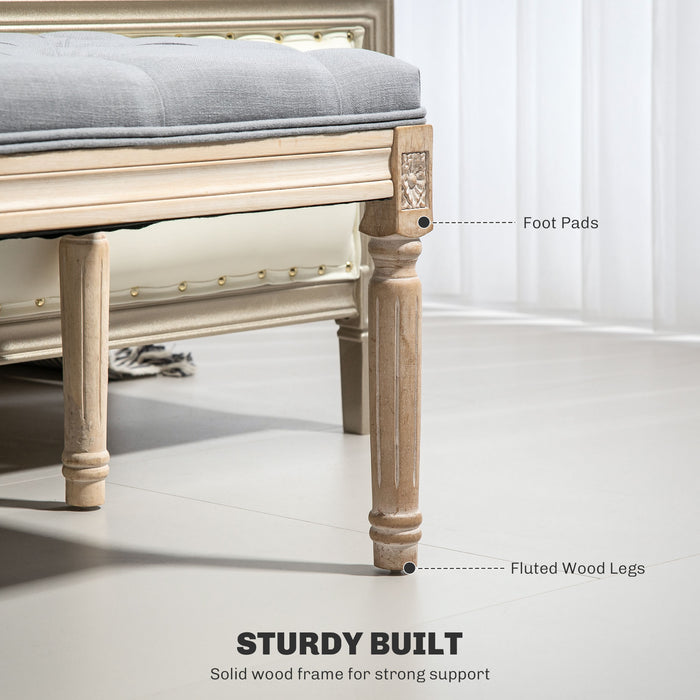 HOMCOM End of Bed Bench Tufted Upholstered Bench, Light Grey
