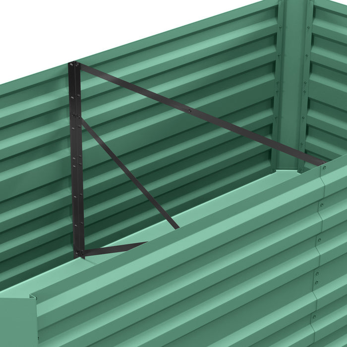 Outsunny Raised Beds for Garden, Galvanised Steel Outdoor Planters with Multi-reinforced Rods, 180 x 90 x 59 cm, Light Green