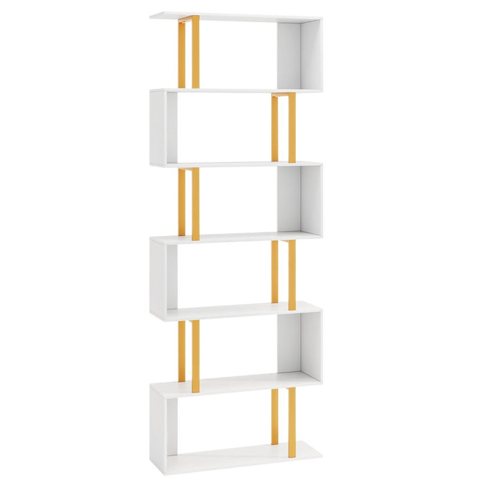 5/6-Tier Geometric Bookcase with Metal Frame and Anti-tipping Kits-5-Tier