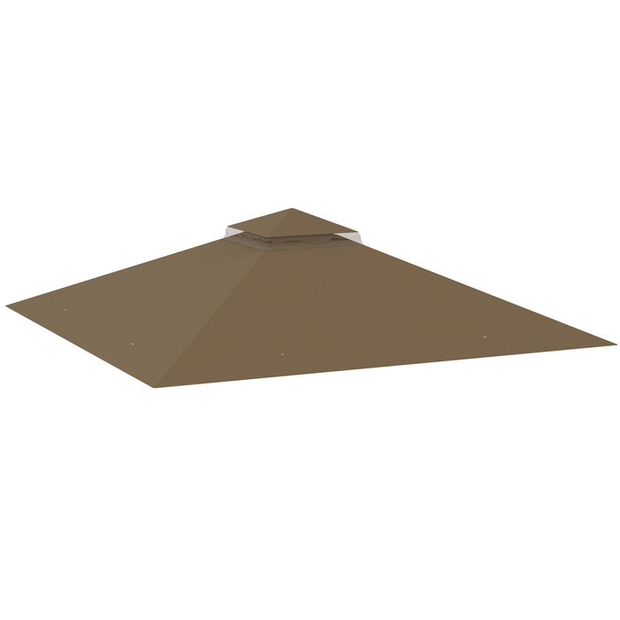 Outsunny 3x3(m) Replacement Gazebo Canopy, Double Tier Roof Top for Garden, Patio, Outdoor, Khaki (TOP ONLY)