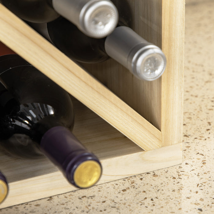 HOMCOM Set of 2 Wooden Wine Rack, X-Shaped Square Tabletop Storage Holder for 24 Bottle, Natural Wood