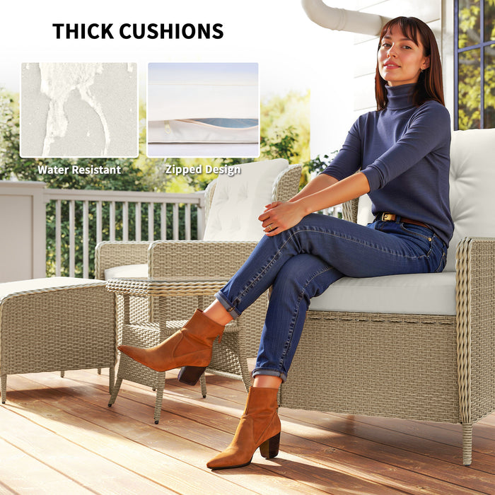Outsunny Five-Piece Reclining Rattan Chair Set - Light Grey