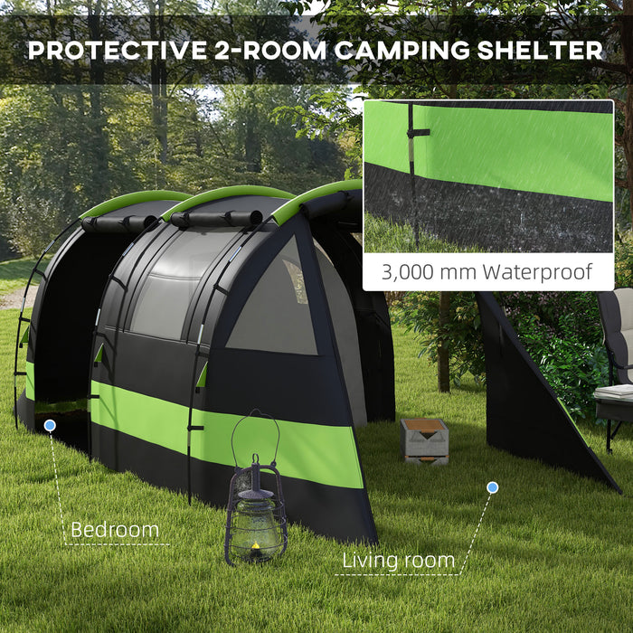 4-5 Person Blackout Camping Tent - Bedroom & Living Room, 3000mm Waterproof for Fishing, Hiking, Festivals - Ideal Shelter for Outdoor Enthusiasts