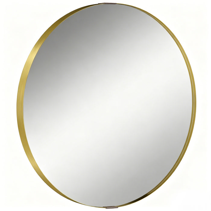HOMCOM Round Wall Mirror 61 cm, Wall Mounted Bathroom Mirror with Tempered Safety Glass and Aluminium Alloy Frame, Gold Tone