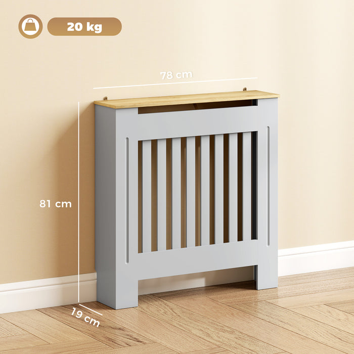 HOMCOM Heater Cover, Radiator Cover Slatted Painted MDF Lined Grill Grey, 78L x 19W x 81H cm