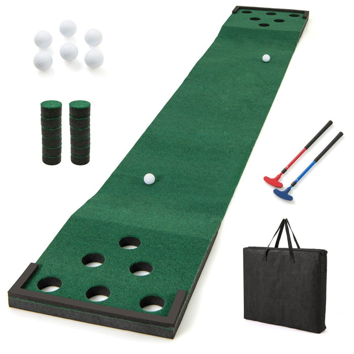 11 FT Indoor Outdoor Putting Green Mat with 2 Adjustable Putters