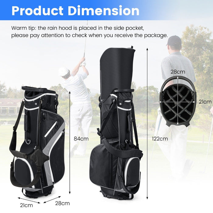 Golf Stand Bag wIth 14 Way Top Dividers 6 Pockets Cooler Bag Dual Strap and Rain Hood-