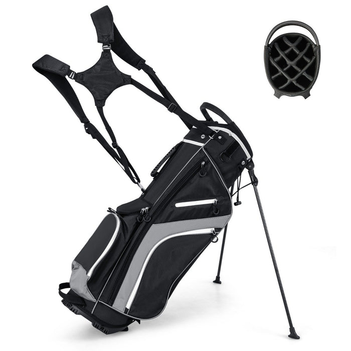Golf Stand Bag wIth 14 Way Top Dividers 6 Pockets Cooler Bag Dual Strap and Rain Hood-