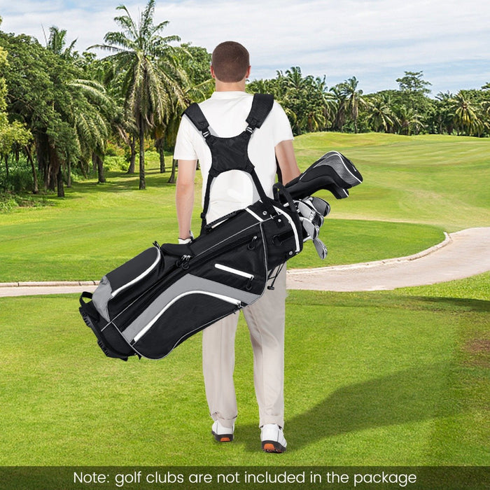 Golf Stand Bag wIth 14 Way Top Dividers 6 Pockets Cooler Bag Dual Strap and Rain Hood-