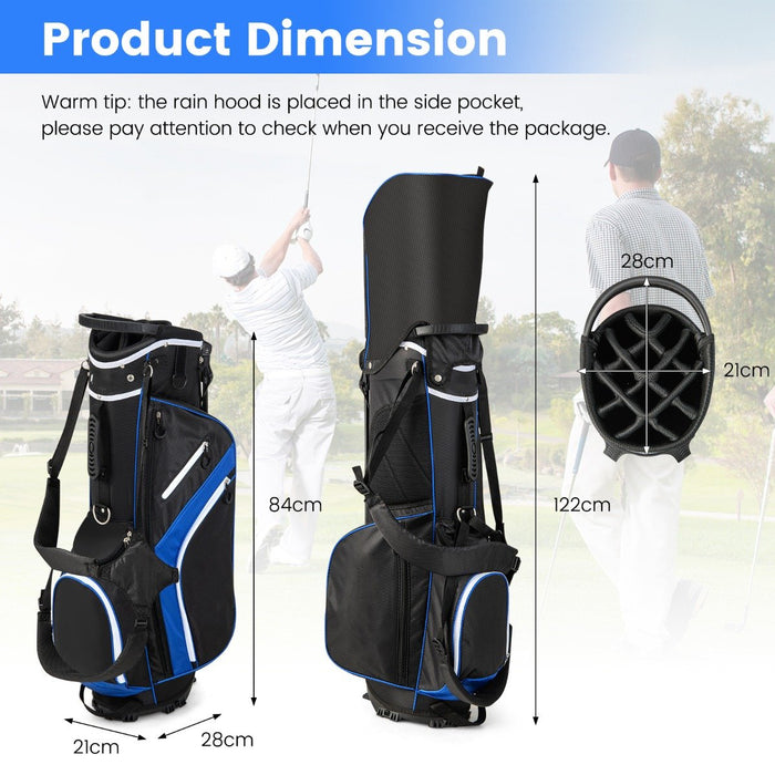 Golf Stand Bag wIth 14 Way Top Dividers 6 Pockets Cooler Bag Dual Strap and Rain Hood-