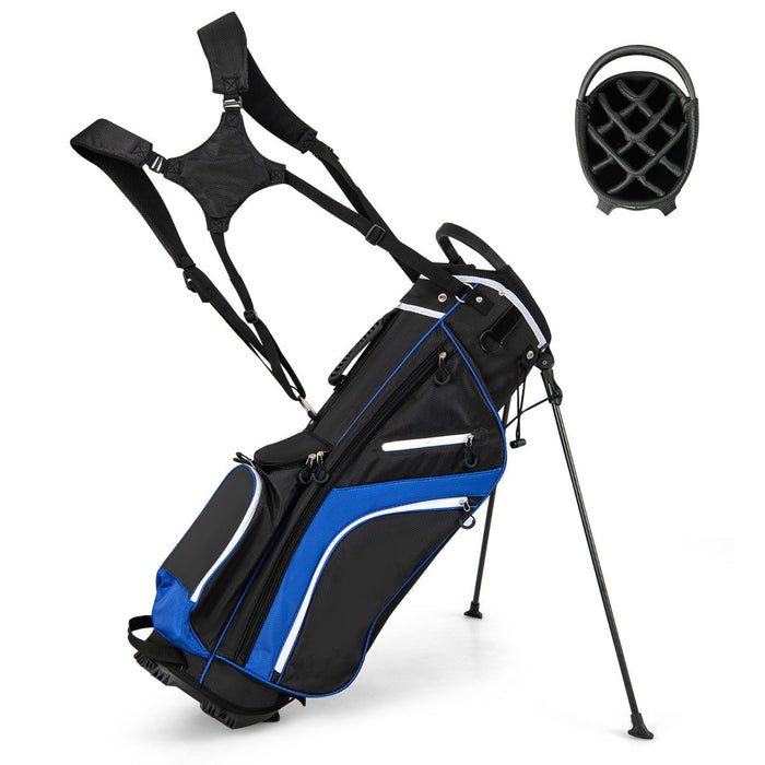Golf Stand Bag wIth 14 Way Top Dividers 6 Pockets Cooler Bag Dual Strap and Rain Hood-