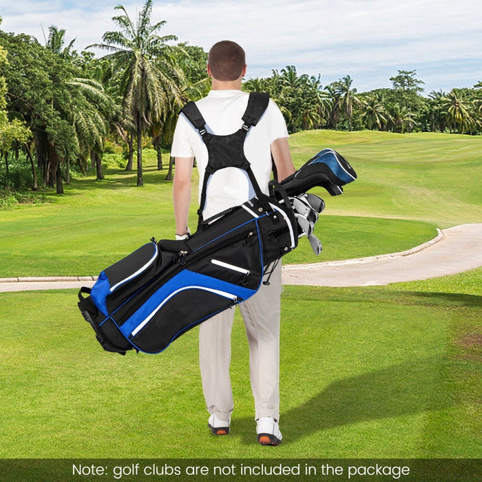 Golf Stand Bag wIth 14 Way Top Dividers 6 Pockets Cooler Bag Dual Strap and Rain Hood-
