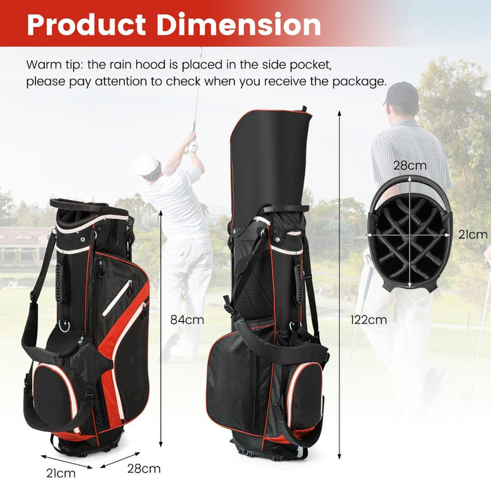 Golf Stand Bag wIth 14 Way Top Dividers 6 Pockets Cooler Bag Dual Strap and Rain Hood-