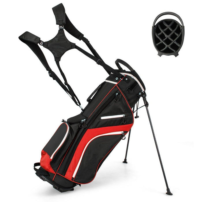 Golf Stand Bag wIth 14 Way Top Dividers 6 Pockets Cooler Bag Dual Strap and Rain Hood-