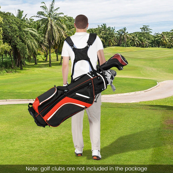 Golf Stand Bag wIth 14 Way Top Dividers 6 Pockets Cooler Bag Dual Strap and Rain Hood-