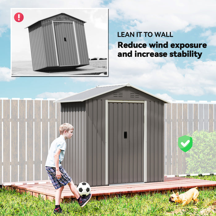 Outsunny 6.5 x 3.5ft Metal Garden Storage Shed - Light Grey