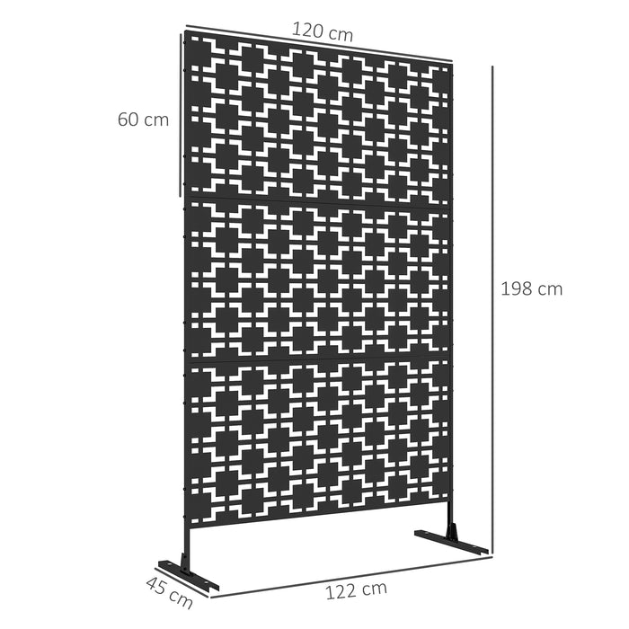 Outsunny Metal Decorative Privacy Screen Outdoor Divider, Black Grid | Aosom UK