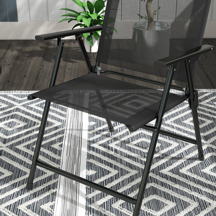 Outsunny Three-Piece Garden Seat Set, with Glass-Top Table - Black