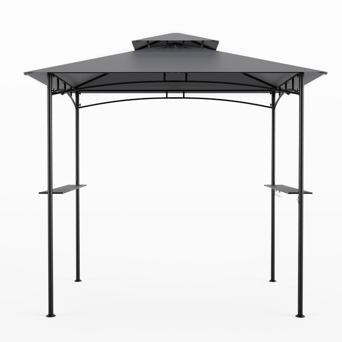 242 x 150 cm Grill Gazebo with 2 Shelves and 6 Hooks-Grey