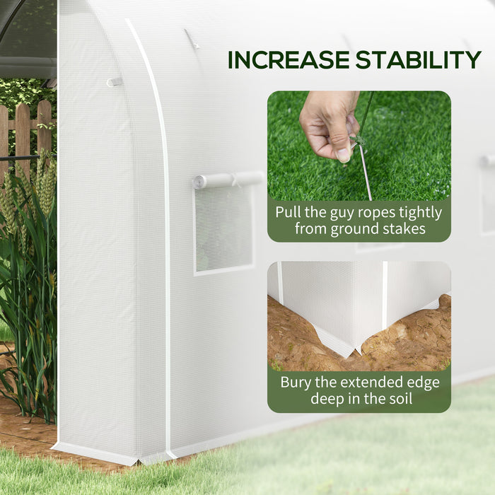 Outsunny 296 x 196cm Steel Frame Polytunnel Greenhouse - White | Aosom UK
