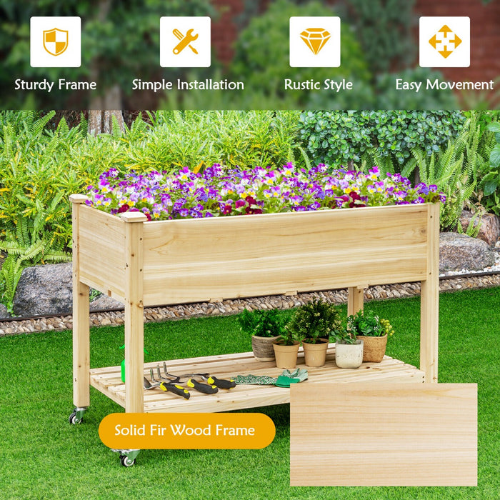Gardening Innovations - Elevated Mobile Plant Bed with Rollable Casters and Protective Liner - Ideal for Individuals Limited Outdoor Space or Difficulty Bending Over