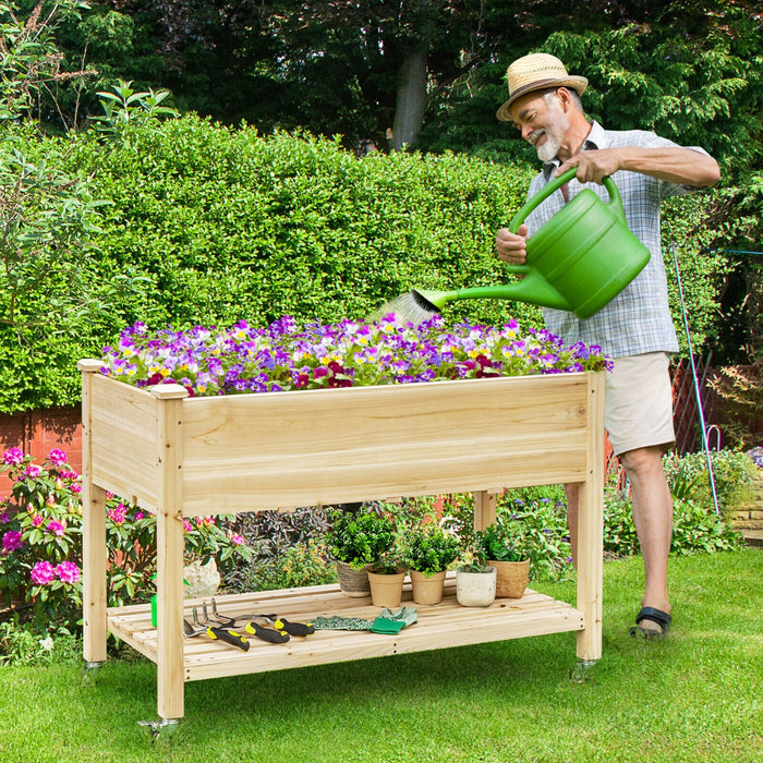 Gardening Innovations - Elevated Mobile Plant Bed with Rollable Casters and Protective Liner - Ideal for Individuals Limited Outdoor Space or Difficulty Bending Over